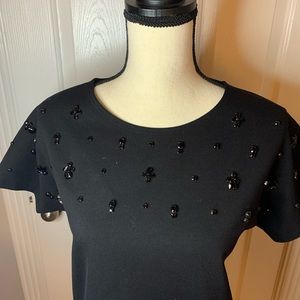 New J Crew Black Beaded Small Top